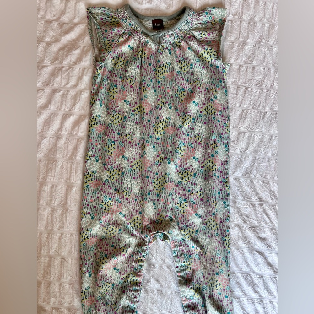 Tea Collection Sage Green Romper Size 18-24M VGUC